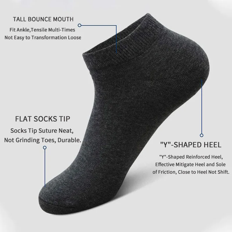 5 Pairs Unisex Casual Plain Co - Ankle Sock Low Cut 评论和价格