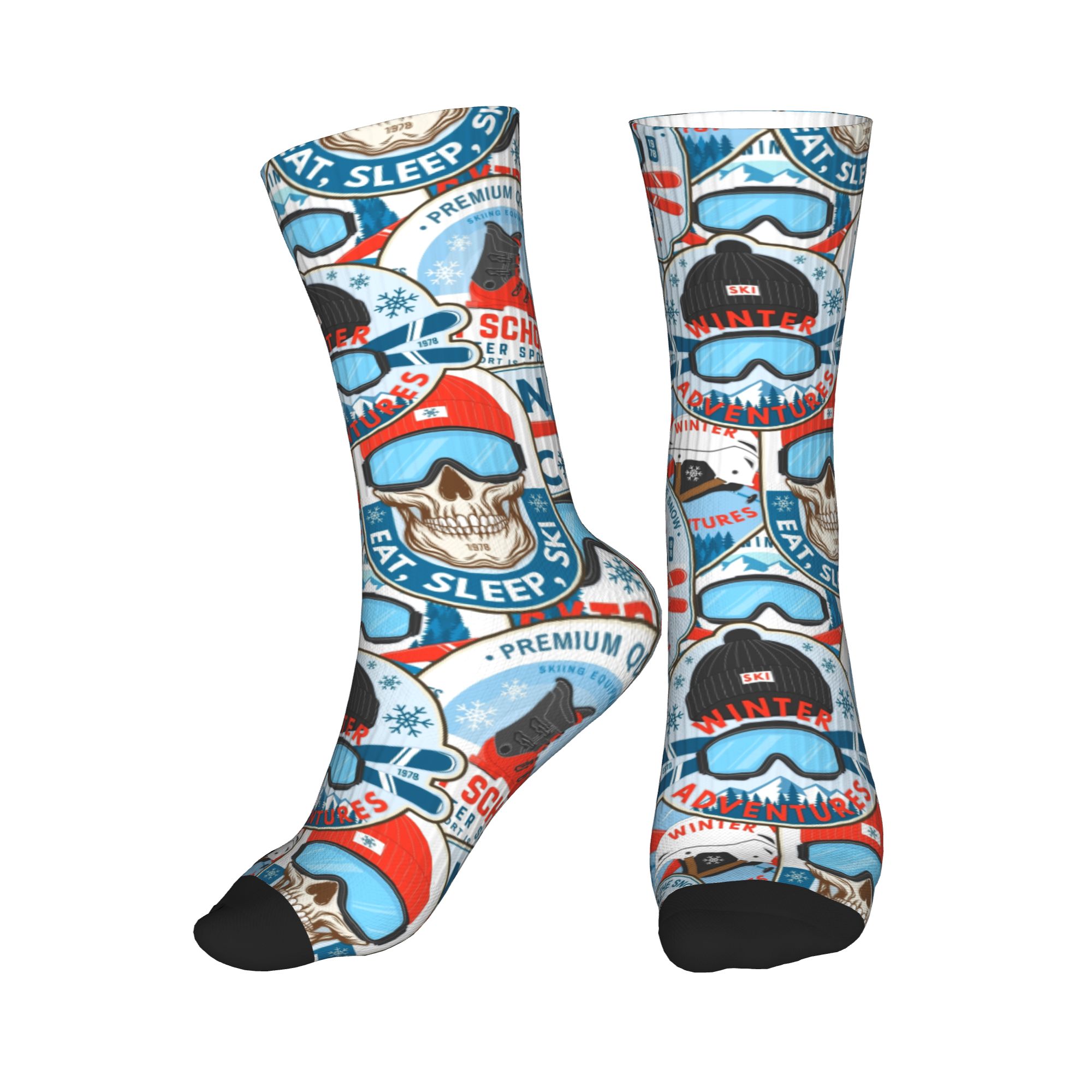 Vintage Red Blue Ski Club Seam - Dress Sock Men 评论和价格