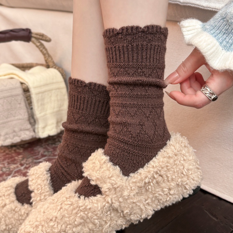 1 Pair Milky White Lace Trim M - Boot Sock Slouchy 评论和价格