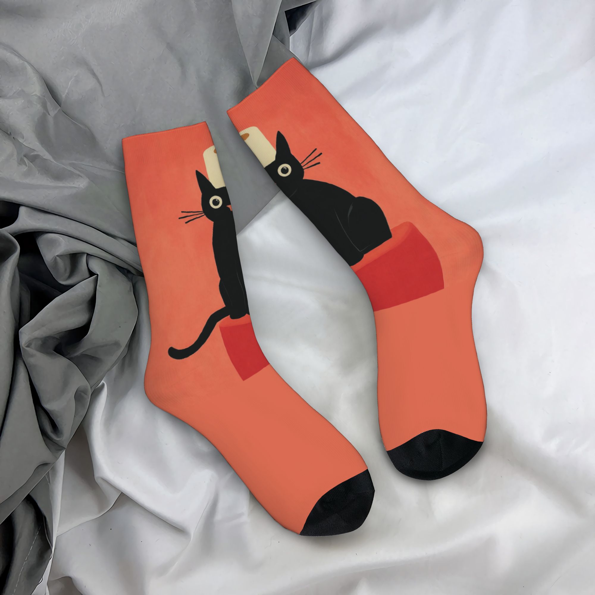 Custom Black Cat with Toilet P - Dress Sock Men 评论和价格