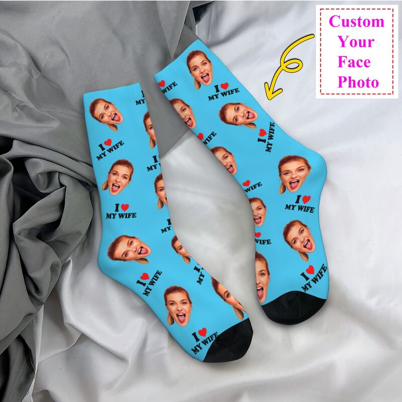 I Love My Wife Personalized Fa - Dress Sock Men 评论和价格