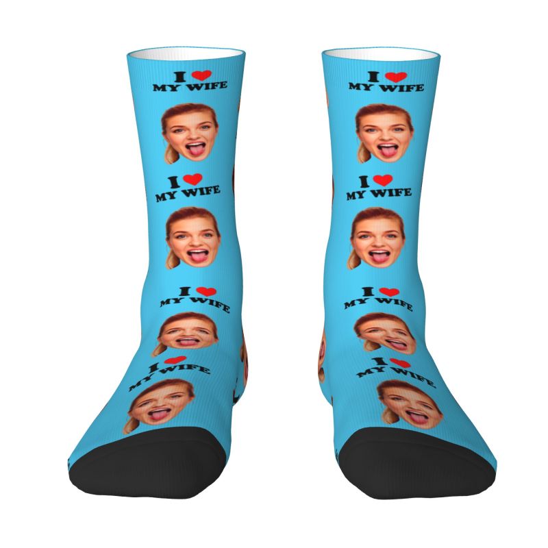 I Love My Wife Personalized Fa - Dress Sock Men 评论和价格