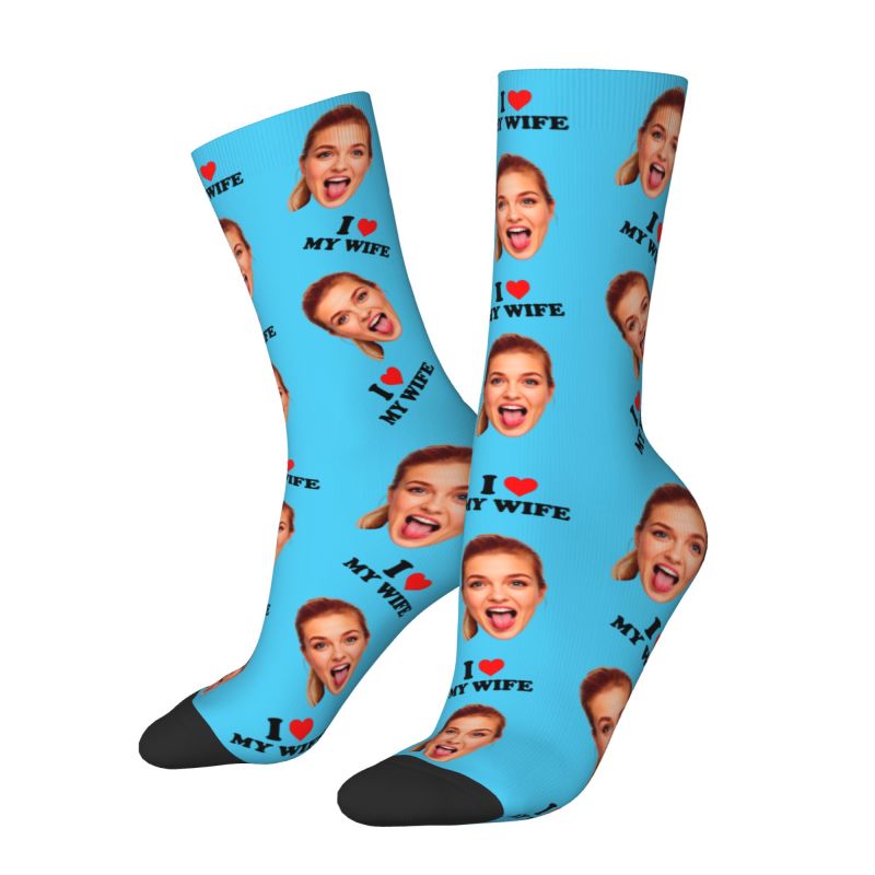 I Love My Wife Personalized Fa - Dress Sock Men 评论和价格