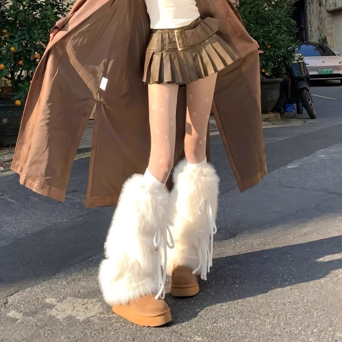 Faux Fur Leg Warmers for Women - Boot Sock Slouchy 评论和价格